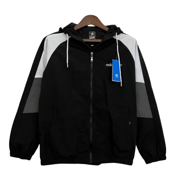 Adidas Black White and Grey Windbreaker Jacket