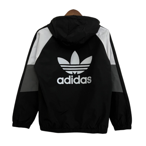 Adidas Black White and Grey Windbreaker Jacket