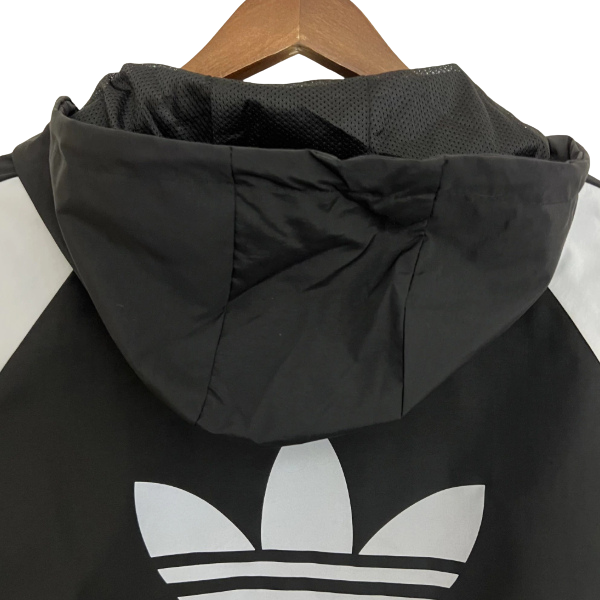 Adidas Black White and Grey Windbreaker Jacket