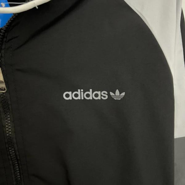 Adidas Black White and Grey Windbreaker Jacket