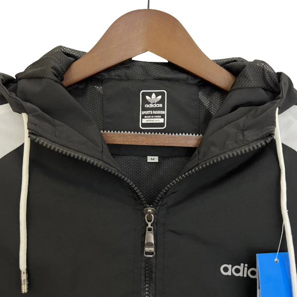 Adidas Black White and Grey Windbreaker Jacket