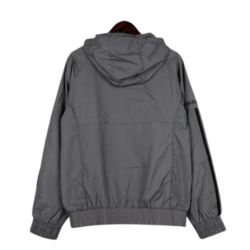 Adidas Grey and Black Windbreaker Jacket