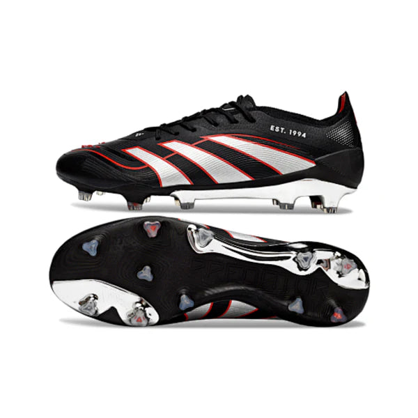 Adidas Predator 25 Elite Black Silver and Red FG