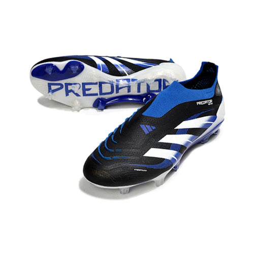 Adidas Predator 25 Elite Laceless Black White and Blue FG