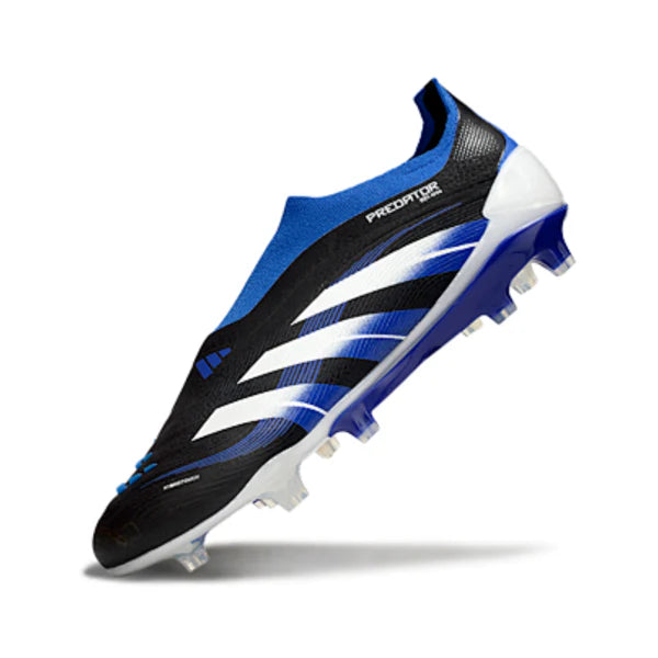Adidas Predator 25 Elite Laceless Black White and Blue FG