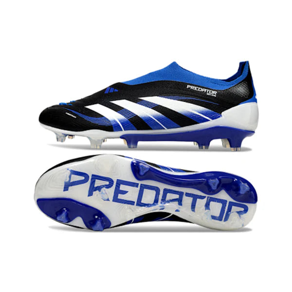 Adidas Predator 25 Elite Laceless Black White and Blue FG