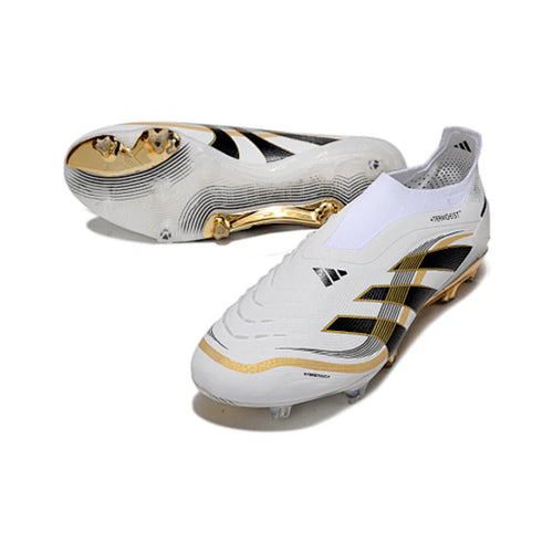 Adidas Predator 25 Elite Laceless White and Gold FG