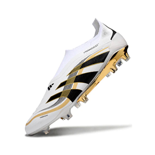 Adidas Predator 25 Elite Laceless White and Gold FG