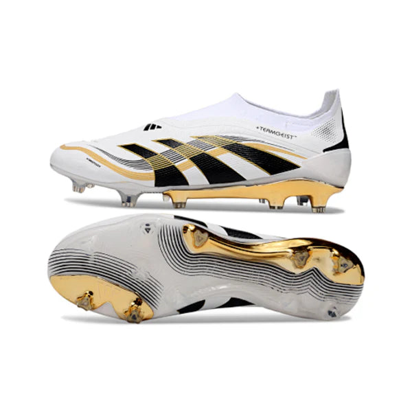 Adidas Predator 25 Elite Laceless White and Gold FG