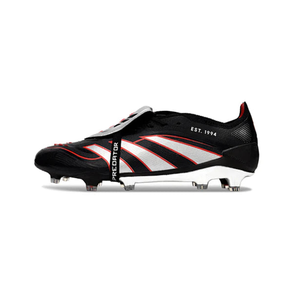 Adidas Predator 25 Elite Tongue Black Silver and Red FG