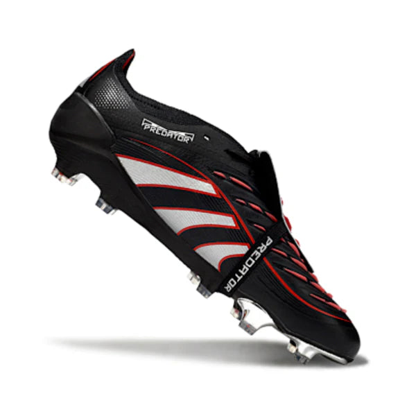 Adidas Predator 25 Elite Tongue Black Silver and Red FG