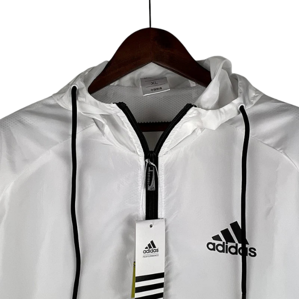 Adidas White and Black Windbreaker Jacket