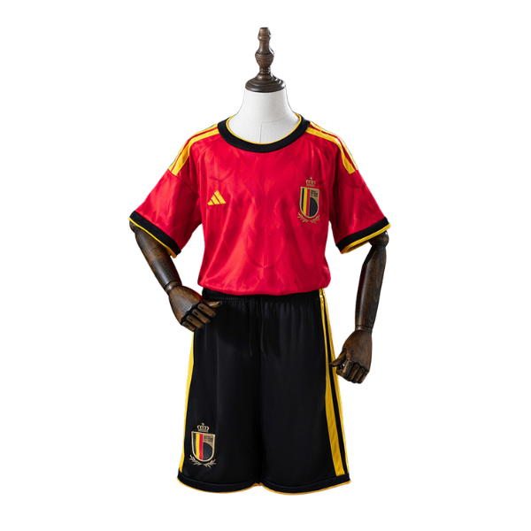 Belgium Adidas 2026 Home Kids Version Football T-Shirt + Shorts Kit