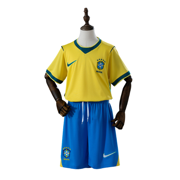Brazil Nike 2026 Home Kids Version Football T-Shirt + Shorts Kit