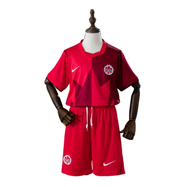 Canada Nike 2026 Home Kids Version Football T-Shirt + Shorts Kit
