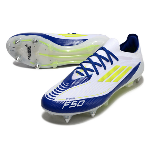 Adidas F50 Primeknit Elite White Blue and Yellow SG Messi