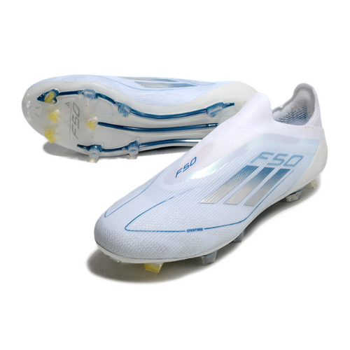 Adidas F50 Elite Laceless White and Blue FG
