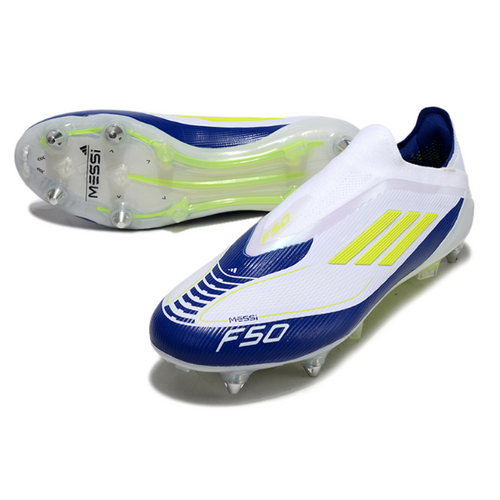 Adidas F50 Elite Laceless White Blue and Green SG Kids