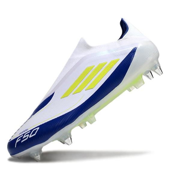 Adidas F50 Elite Laceless White Blue and Green SG Kids