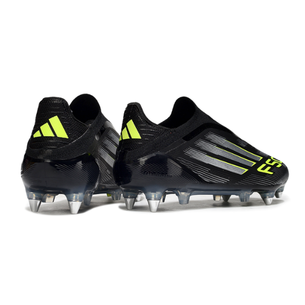 Adidas F50 Elite Lace Less Black White and Green SG