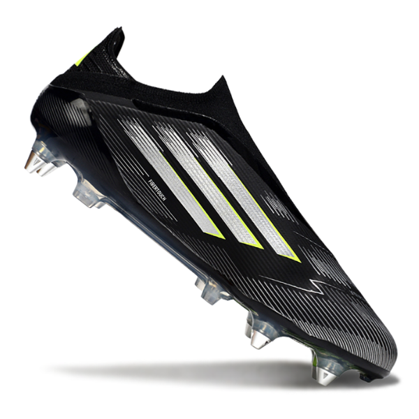Adidas F50 Elite Lace Less Black White and Green SG