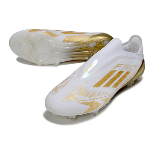 Adidas F50 Elite Laceless White and Gold FG