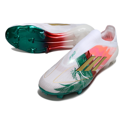 Adidas F50 Elite Laceless White Red and Green FG