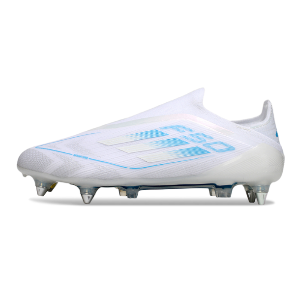 Adidas F50 Elite Laceless White and Light Blue SG
