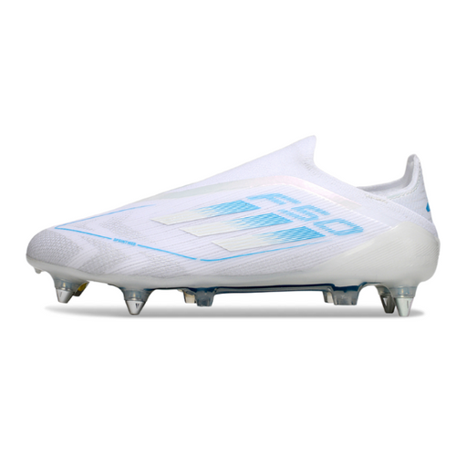 Adidas F50 Elite Laceless White and Light Blue SG