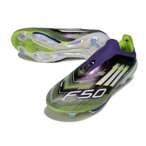Adidas F50+ Elite Laceless Purple and Green FG