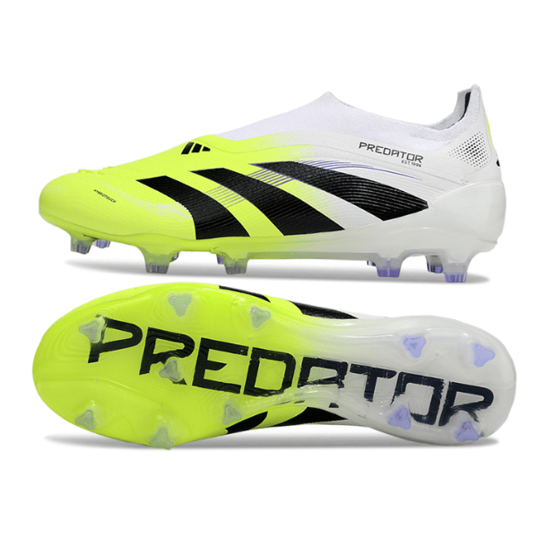 Adidas Predator 25 Elite Laceless White and Light Green FG