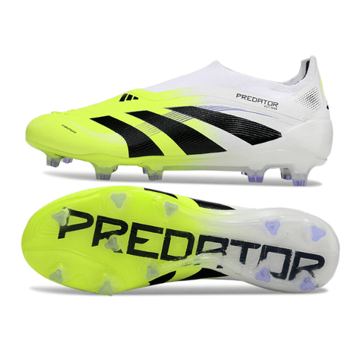 Adidas Predator 25 Elite Laceless White and Light Green FG