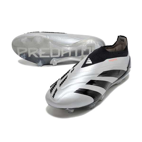 Adidas Predator 30 Elite Laceless Silver and Black FG