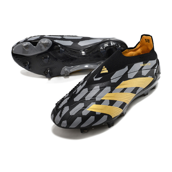 Adidas Predator 30 Elite Laceless Black Gray and Gold FG
