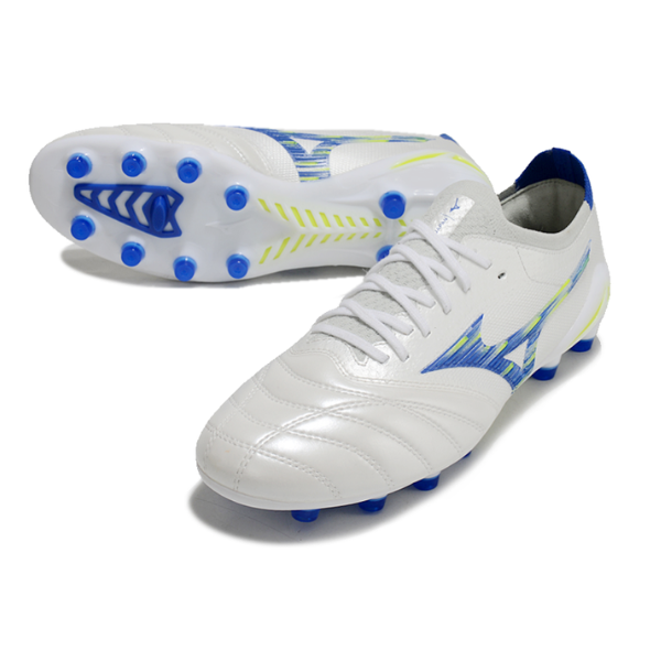 Mizuno Morelia Neo IV Elite White Blue and Yellow FG