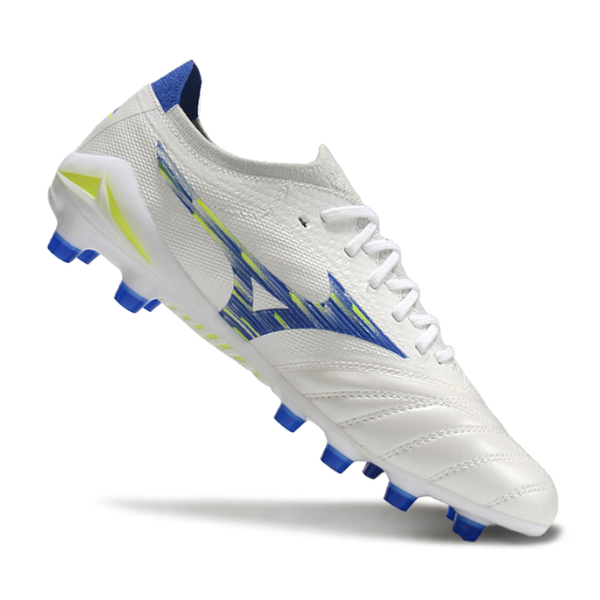 Mizuno Morelia Neo IV Elite White Blue and Yellow FG