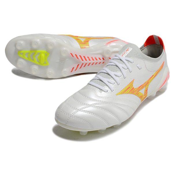 Mizuno Morelia Neo IV Elite White Orange and Yellow FG