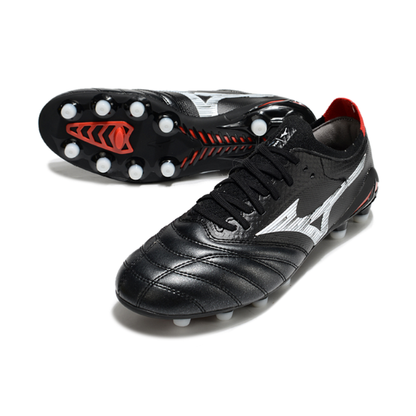 Mizuno Morelia Neo IV Elite Black White and Red FG