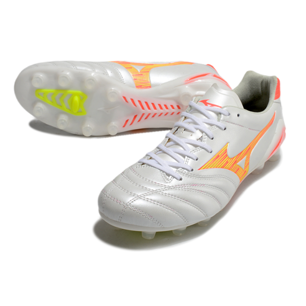 Mizuno Morelia Neo IV Pro White Orange and Yellow FG