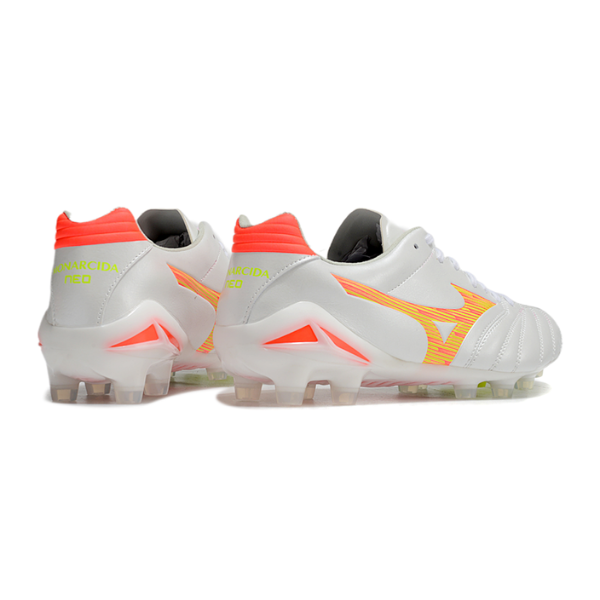 Mizuno Morelia Neo IV Pro White Orange and Yellow FG