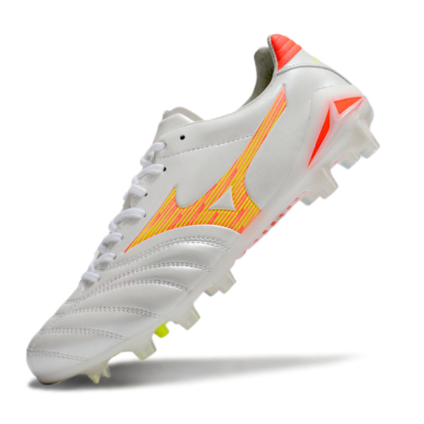 Mizuno Morelia Neo IV Pro White Orange and Yellow FG