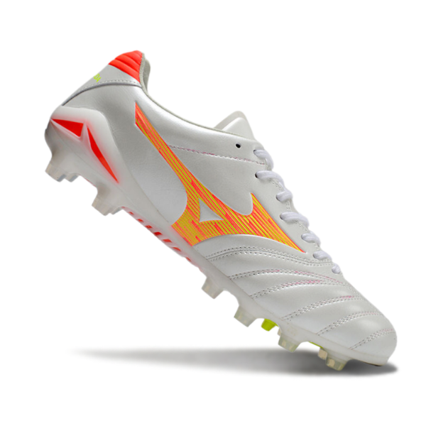 Mizuno Morelia Neo IV Pro White Orange and Yellow FG