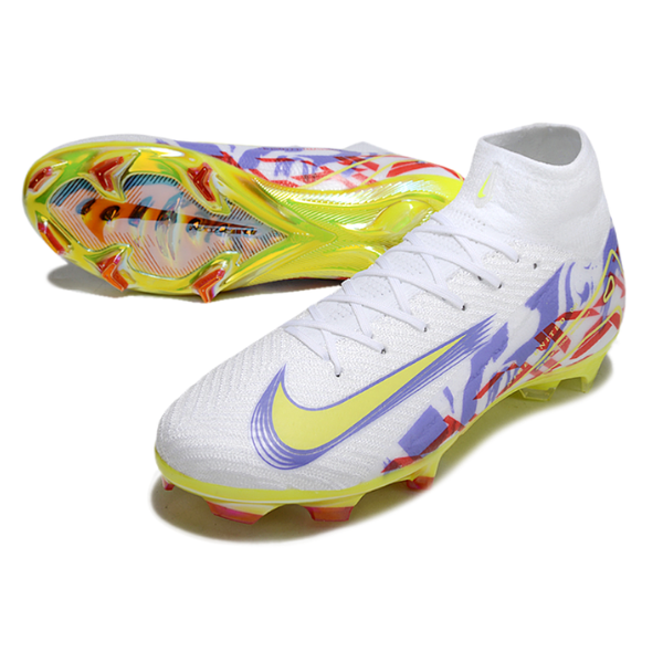 Nike Air Zoom Mercurial Superfly 10 Elite White Purple and Green FG