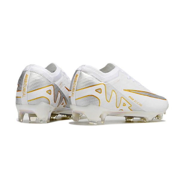 Nike Zoom Mercurial Vapor 15 Elite White Silver and Gold FG