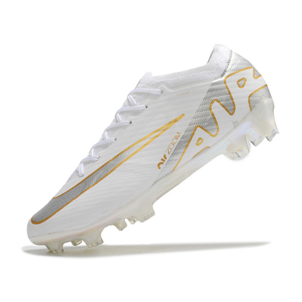 Nike Zoom Mercurial Vapor 15 Elite White Silver and Gold FG