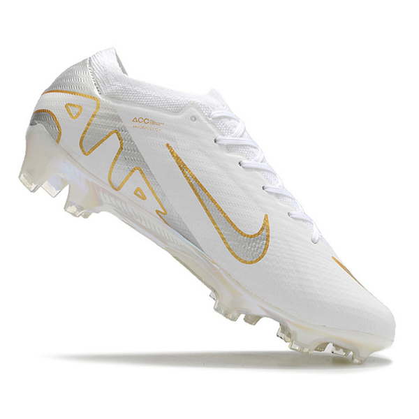 Nike Zoom Mercurial Vapor 15 Elite White Silver and Gold FG