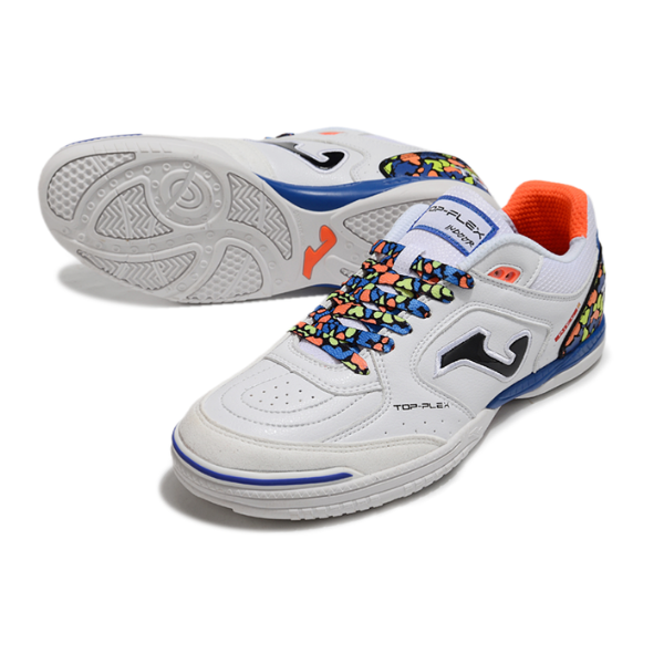 Joma Top Flex 24 IC White Blue and Orange Futsal