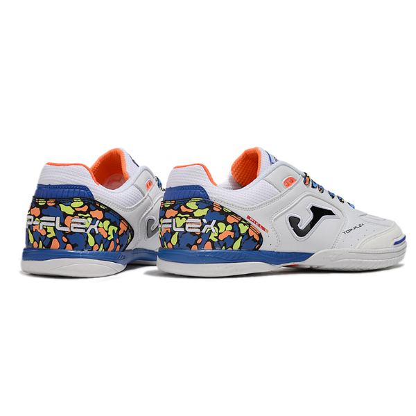 Joma Top Flex 24 IC White Blue and Orange Futsal