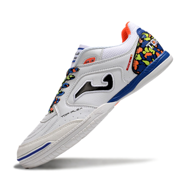 Joma Top Flex 24 IC White Blue and Orange Futsal