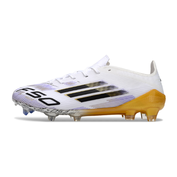 Adidas F50 Elite White Black and Gold Firm Ground FG Kids Football Boot